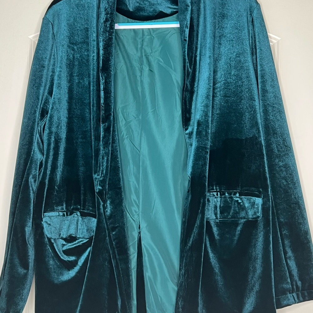 Elegant Teal Velvet Women's Jacket